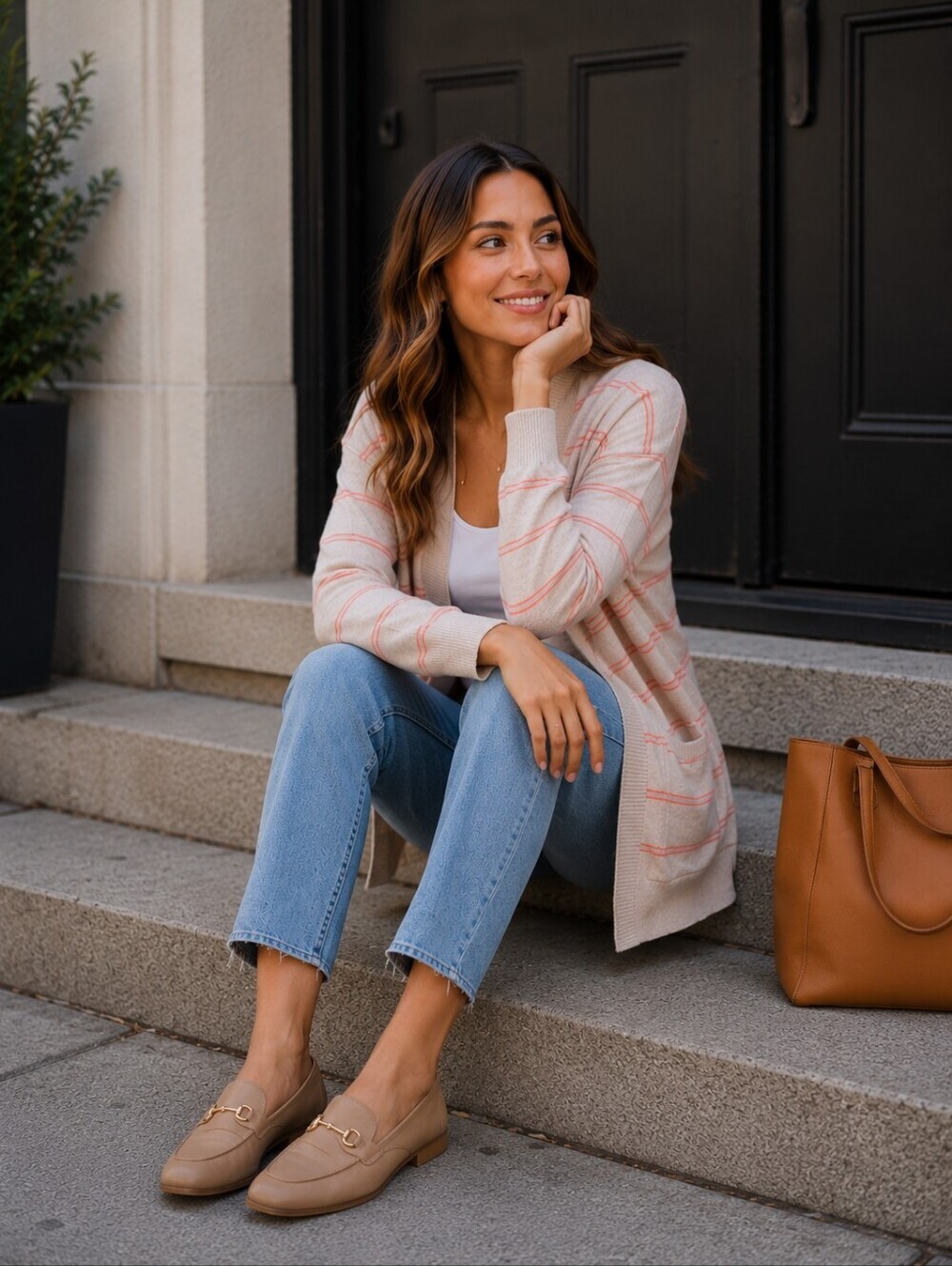 Madewell Bradley Cardigan Sweater in Textured Stripe Size XXS